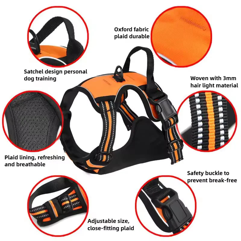 Dog Leash Explosion-proof Big Dog Vest Style Chest Harness With Reflective Strap Dog Harness Dog Training Harness Large Dogs