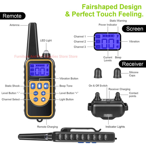 Electric Dog Training Collar Waterproof Dog Bark Collar Pet With Remote Control Rechargeable Anti Barking Device All Size Dogs