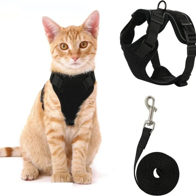 Easy Control Escape Proof Cat Harness and Leash - Soft Adjustable Vest Harnesses for Walking Cats MXQQY01