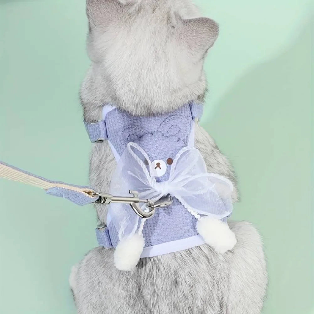 Adjustable Cat Dog Harness with Lead Leash Small Dogs Walking Puppy Dogs Collar Polyester Pet Accessories Chest