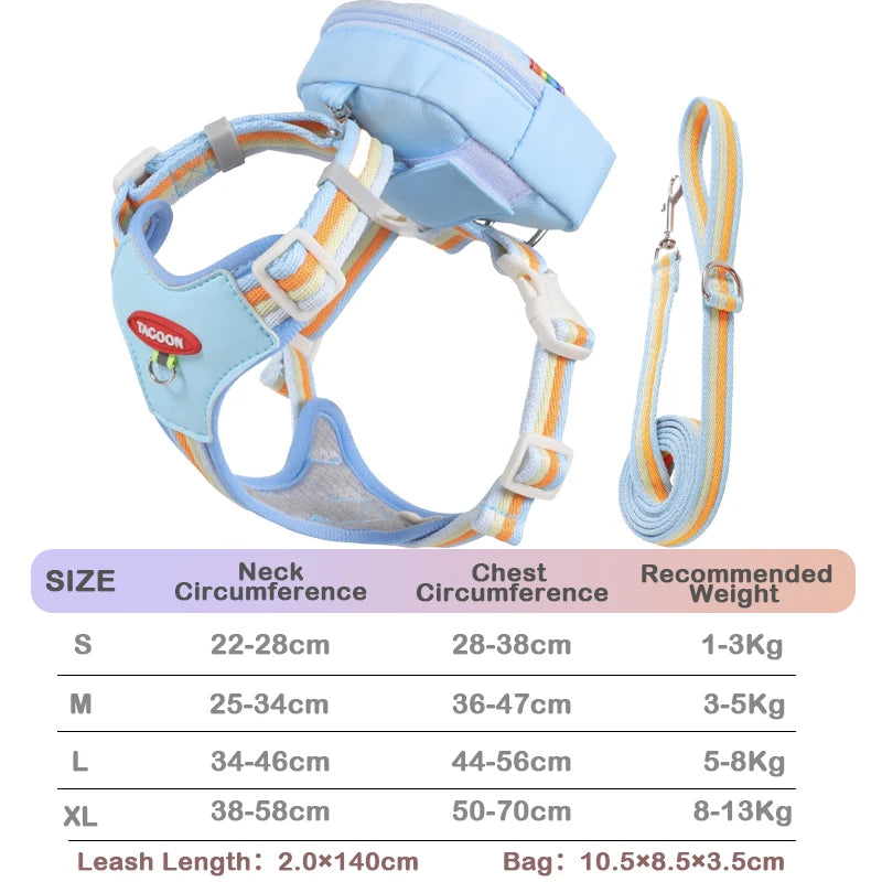 Strolling Dog Leash Lightweight Adjustable Dog Chest and Back Walking Harness Leash Vest Style Puppy Dog Outdoor Supplies